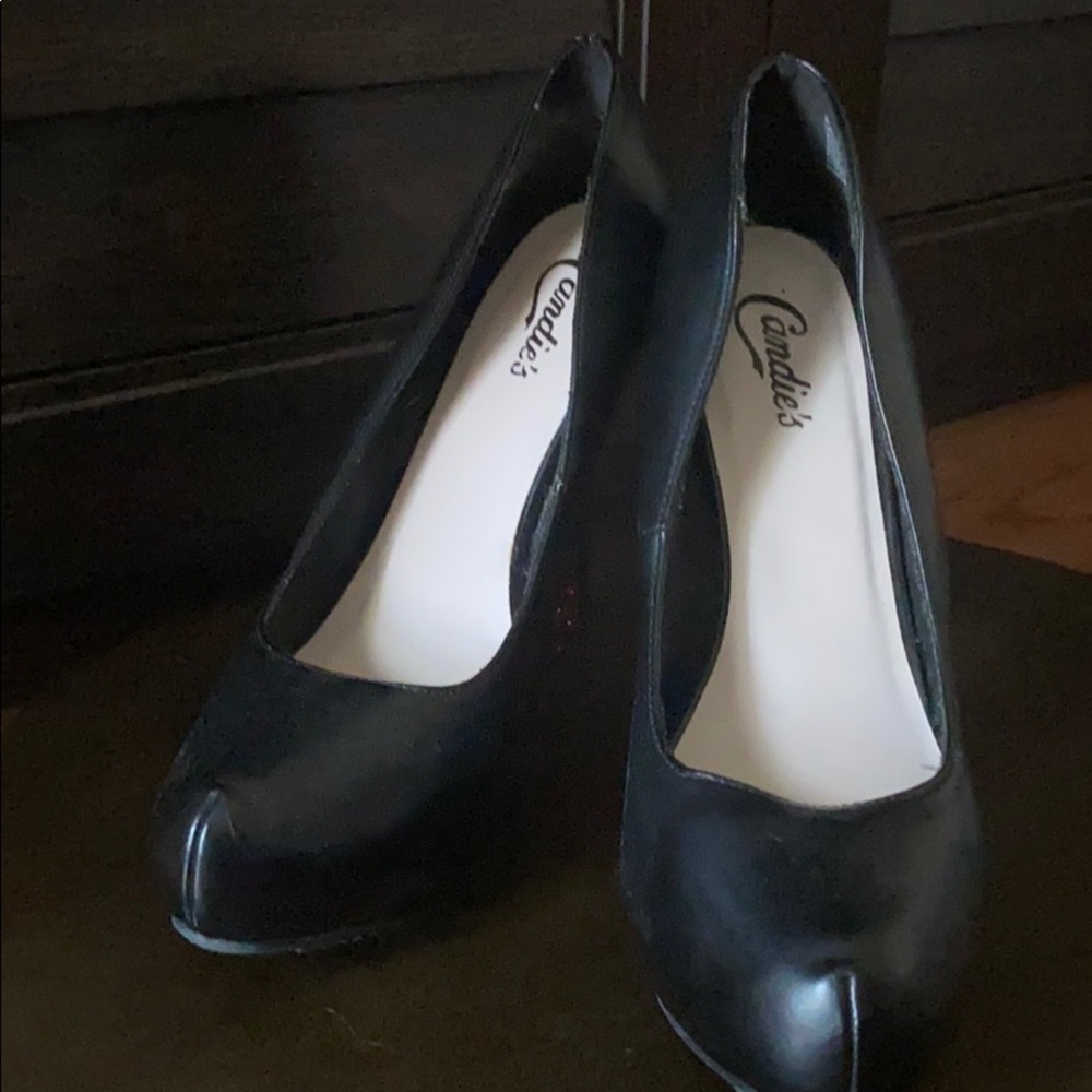 Black Platform Heels with Red Bottom